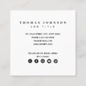 Trendy Moderne Minimale Foto QR Code Social Media Vierkante Visitekaartje (Achterkant)