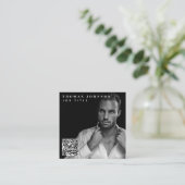 Trendy Moderne Minimale Foto QR Code Social Media Vierkante Visitekaartje (Staand voorkant)