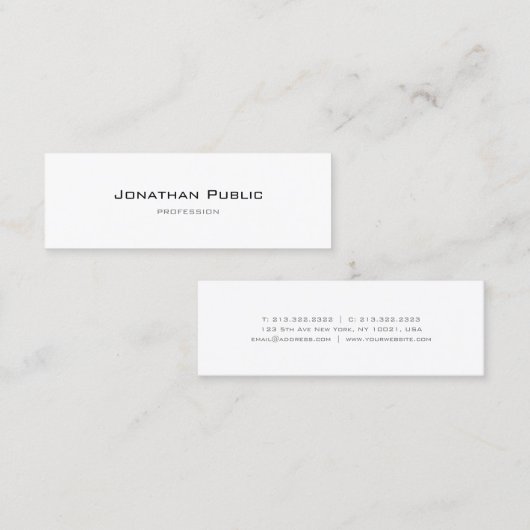 Trendy Moderne Minimalistisch design elegant Mini Visitekaartje (Voorkant / Achterkant)