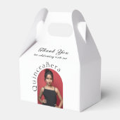 Trendy Moderne minimalistische boogfoto Quinceaner Bedankdoosjes (Achterkant)