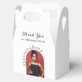 Trendy Moderne minimalistische boogfoto Quinceaner Bedankdoosjes (Geopend)