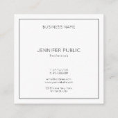 Trendy Moderne Minimalistische Elegante Sjabloon Vierkante Visitekaartje (Achterkant)