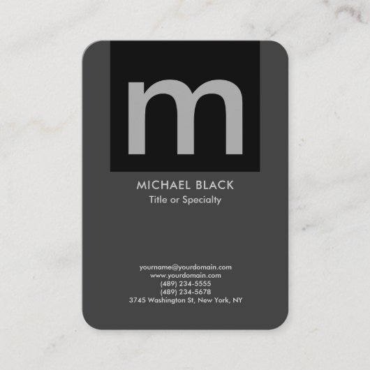 Trendy moderne minimalistische grijs zwart monogra visitekaartje (Voorkant)