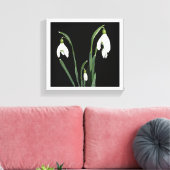 Trendy moderne minimalistische sneeuwklokbloem fin canvas afdruk (Insitu (Woonkamer))