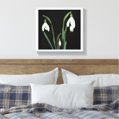 Trendy moderne minimalistische sneeuwklokbloem fin canvas afdruk (Insitu (Slaapkamer))