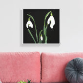 Trendy moderne minimalistische sneeuwklokbloem fin canvas afdruk (Insitu (Woonkamer))
