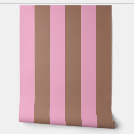 Trendy Moderne Mocha Bruin Roze Strepen Behang