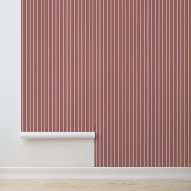 Trendy Moderne Mocha Bruin Roze Strepen Behang (Applicatie)