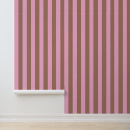 Trendy Moderne Mocha Bruin Roze Strepen Behang