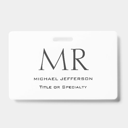 Trendy Moderne Monogram Eenvoudig Minimalistisch Badge (Voorkant)