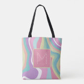 Trendy moderne monogram retro patroon tote bag (Achterkant)