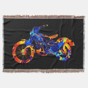 TRENDY MODERNE MOTOCROSS KLEURRIJK KUNST ABSTRACT  DEKEN