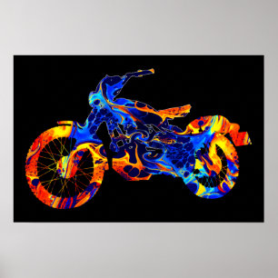 TRENDY MODERNE MOTOCROSS KLEURRIJK KUNST ABSTRACT POSTER