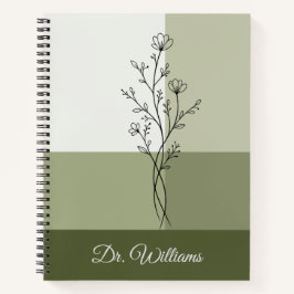 Trendy Moderne Olijfgroene Minimalistische Botanis Notitieboek