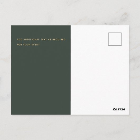 Trendy moderne olijfgroene trouw SAVE THE DATE Briefkaart (Achterkant)