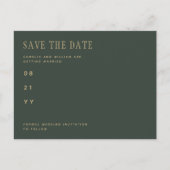 Trendy moderne olijfgroene trouw SAVE THE DATE Briefkaart (Voorkant)