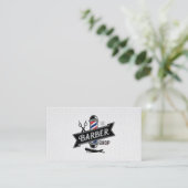 Trendy Moderne Professionele Barber Shop Haarsalon Visitekaartje (Staand voorkant)