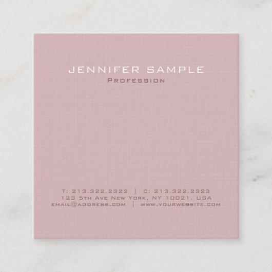 Trendy Moderne Professionele Premium Linnen Luxe Vierkante Visitekaartje (Voorkant)