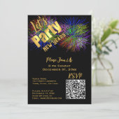Trendy moderne QR code e-vite Nieuwjaarsfeestje Kaart (Staand voorkant)