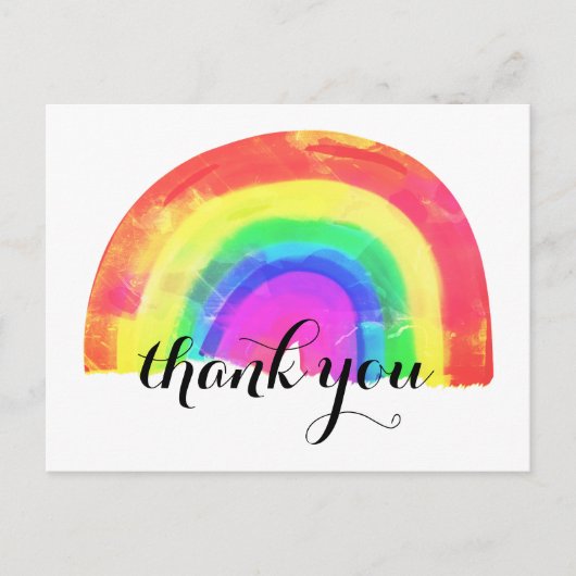 Trendy Moderne Regenboog Dank Je Briefkaart (Voorkant)