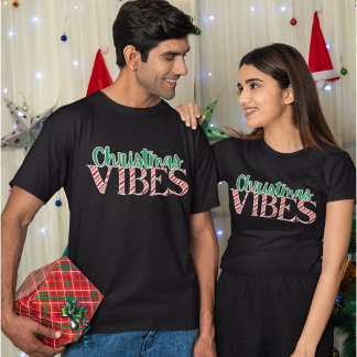 Trendy moderne retro kerstvibes snoepriet t-shirt