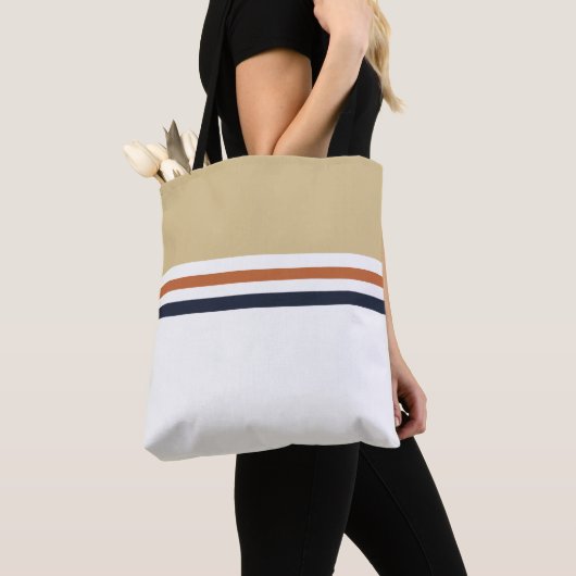 Trendy moderne retro strepen gestreept tote bag (Dichtbij)