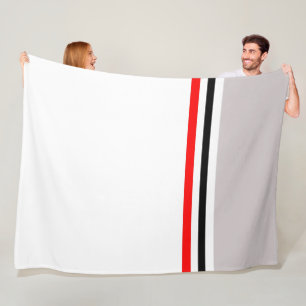 Trendy Moderne Rood Grijs Zwart en Wit Gestreept Fleece Deken
