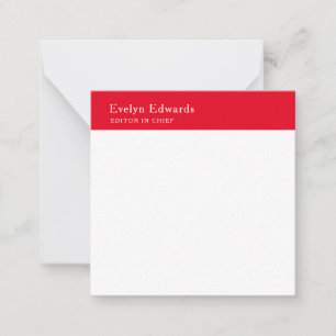 Trendy Moderne Rood Witte Minimalistische Eenvoudi Notitiekaartje