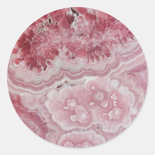Trendy moderne roze agaat ronde sticker (Voorkant)