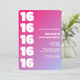 Trendy Moderne Roze Gradiënt 16e Verjaardag Kaart