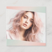 Trendy moderne roze mint groene gradiënt foto vierkante visitekaartje (Voorkant)
