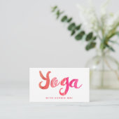 Trendy moderne roze yoga instructeur visitekaartje (Staand voorkant)