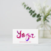 Trendy moderne roze yoga instructeur visitekaartje (Staand voorkant)
