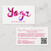 Trendy moderne roze yoga instructeur visitekaartje (Voorkant / Achterkant)