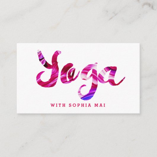 Trendy moderne roze yoga instructeur visitekaartje (Voorkant)