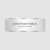 Trendy Moderne Sjabloon Faux Silver  Naamplaatje (Voorkant)