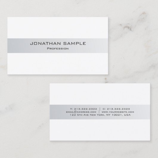 Trendy Moderne, stijlvolle Creative Silver White P Visitekaartje (Voorkant / Achterkant)