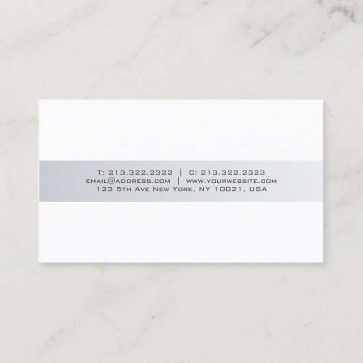 Trendy Moderne, stijlvolle Creative Silver White P Visitekaartje (Achterkant)