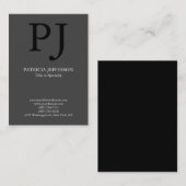 Trendy moderne, stijlvolle grijze monogram visitekaartje (Voorkant / Achterkant)
