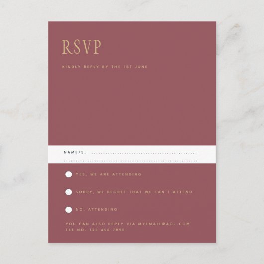 Trendy moderne stoffige roze roze gouden trouw-RSV Briefkaart (Voorkant)