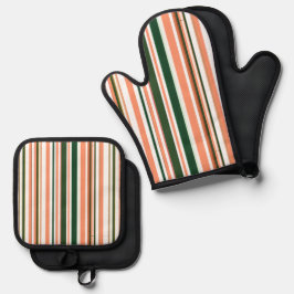 Trendy moderne strepen ovenwant & pannenlap set