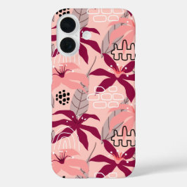 Trendy moderne tropische bloemenpatroon iPhone 16 hoesje