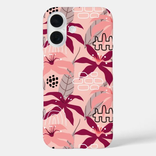 Trendy moderne tropische bloemenpatroon Case-Mate iPhone case (Achterkant)