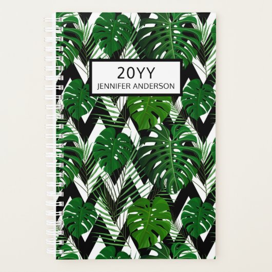 Trendy moderne tropische gebladerte gepersonalisee planner (Voorkant)