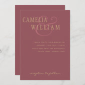 Trendy Moderne Trouw Dusty Rose Roze Goud Kaart (Voorkant / Achterkant)