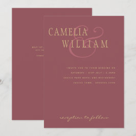 Trendy Moderne Trouw Dusty Rose Roze Goud Kaart