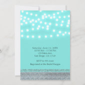 Trendy Moderne Turquoise Blauwe String Lights & Bl Kaart (Achterkant)