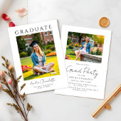 Trendy moderne twee foto afstudeerfeest kaart