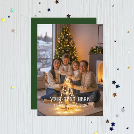Trendy Moderne Typografie Familie Kerst Foto Feestdagenkaart