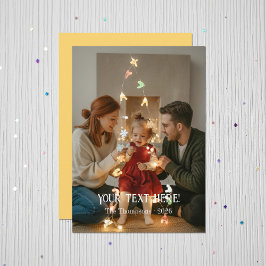 Trendy Moderne Typografie Familie Kerstfoto Feestdagenkaart